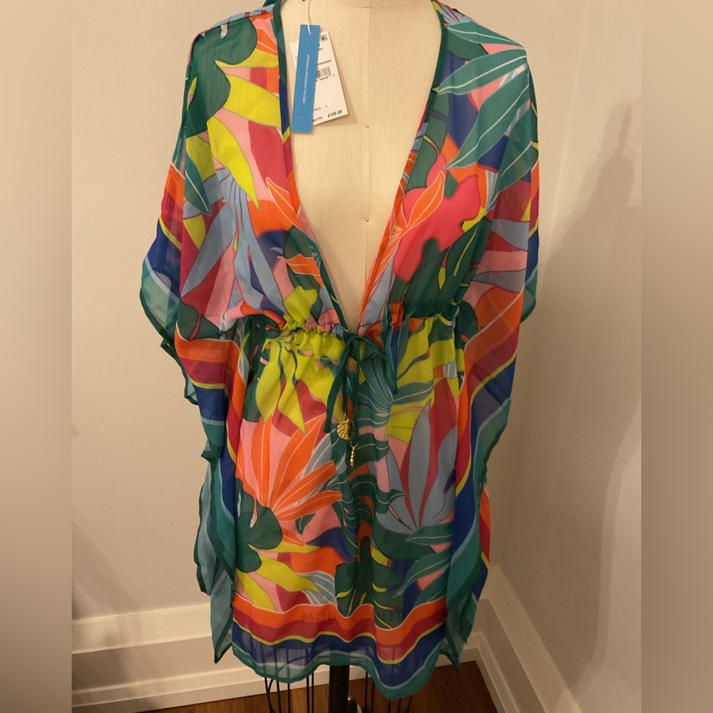 Bathing suit Colorful Leaf Print Swim Cover-Up